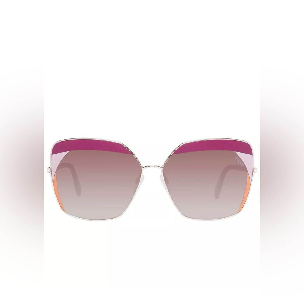 🕶️ EMILIO PUCCI WOMEN RED SUNGLASSES METAL SQUARE GRADIENT EYEGLASSES🕶️ - Picture 10 of 11